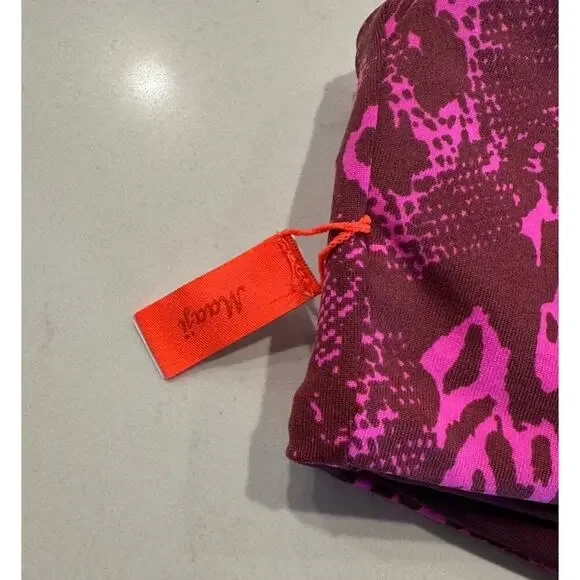 Maaji Size Medium Reversible Burgundy Animal Print Lace Up Swim Top - Picture 6 of 11